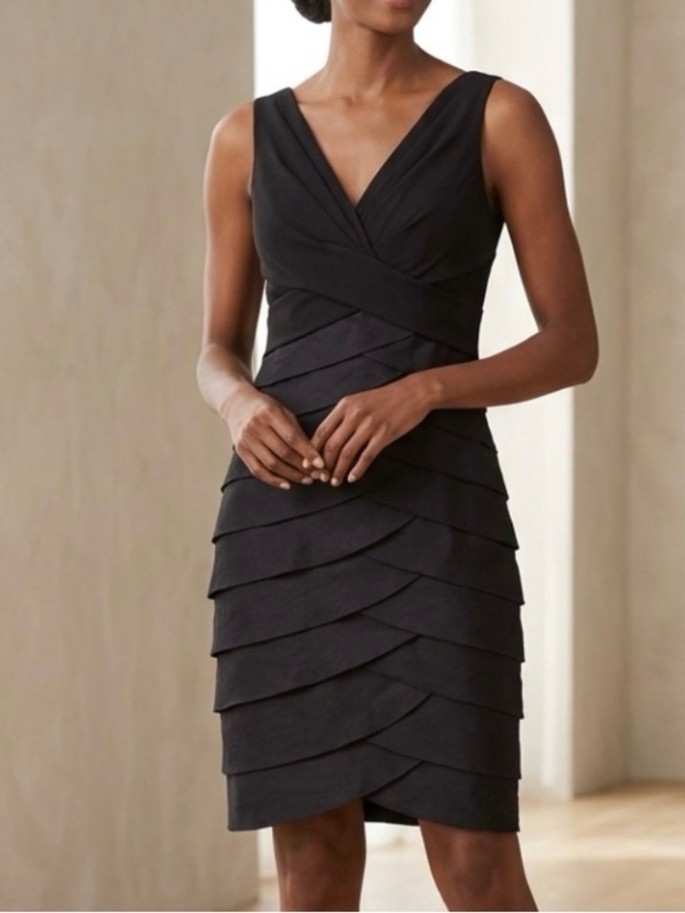 Adrianna papell cocktail dresses black tiered dress size 10